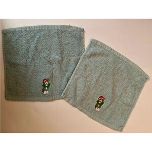 Set of 2 Holiday Kitten Dish Towels - Blue Cotton, Cute Christmas Kitchen Decor
